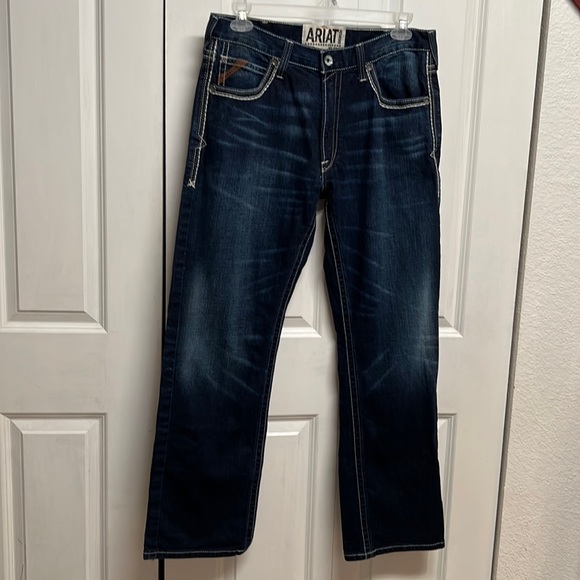 Ariat Jeans Ariat Blue Denim Straight Leg Mens Designer Jeans Size